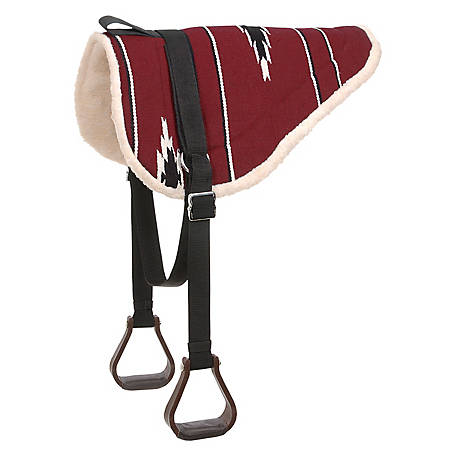 Tough-1 Deep Skirt Barrel Saddle Pad with Wear Leathers Royal/Black/Cream