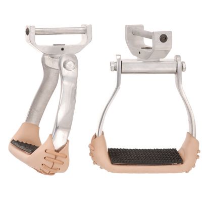 Tough-1 Aluminum Swivel and Lock Stirrups, 2-1/4 in. Rubber Tread