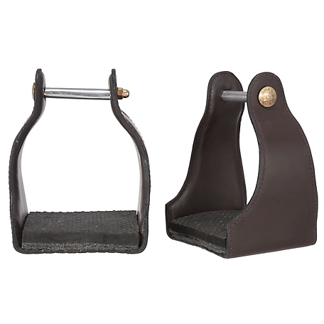 Tough-1 Leather-Covered Royal King Endurance Stirrups, 3 in.