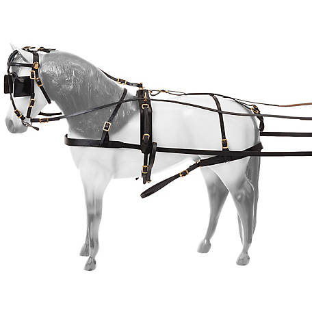 Deluxe Webbing Driving Harness Horses Black With White Detailing 