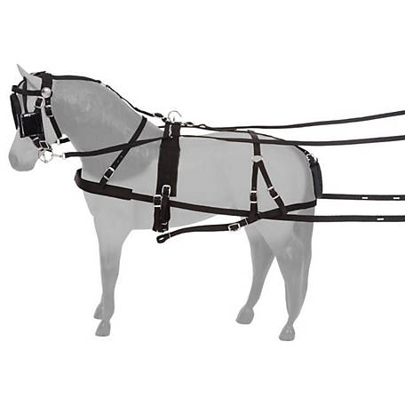 Tough-1 Nylon Horse Harness with Blinders and Full Breeching