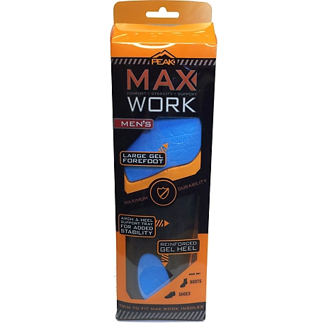 PEAK Men's Max Work Insole, Antimicrobial, Memory Foam
