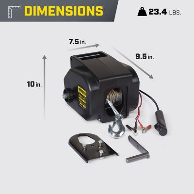 Image showing  12V Electric Marine/Trailer Utility Winch Kit, 2,000 lb.