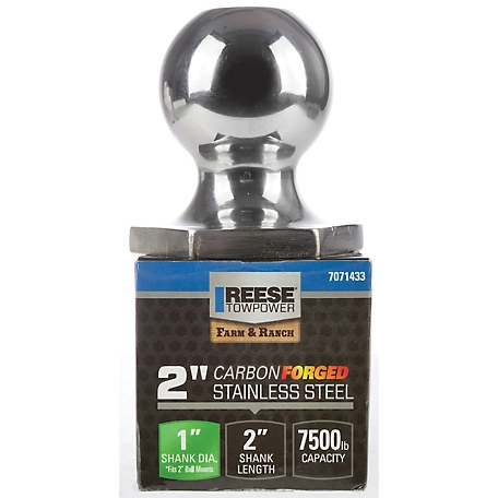Reese Towpower 7,500 lb. Capacity Stainless Steel Interlock Hitch Ball, 2 in. Ball Diameter