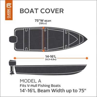 Image showing 5 th Classic Accessories StormPro Boat Cover, Fits V-Hull Fishing Boats, Fits Boats 14 ft. to 16 ft. x 75 in.