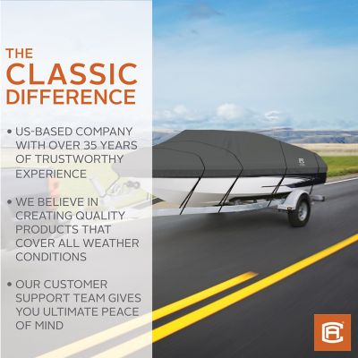 Image showing 8 th Classic Accessories StormPro Boat Cover, Fits V-Hull Fishing Boats, Fits Boats 14 ft. to 16 ft. x 75 in.