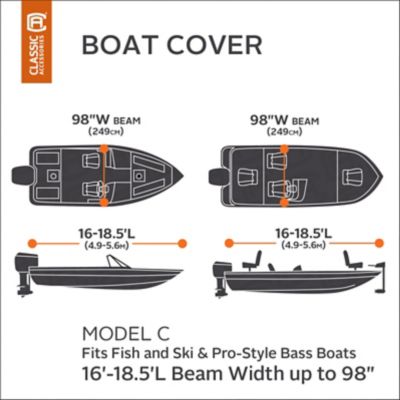 Image showing  StormPro Boat Cover, Fits Fish, Ski and Pro-Style Bass Boats 16 ft. to 18.5 ft. x 98 in., 98 in.