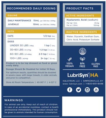 Image showing  HA Liquid Joint Supplement for Cats, Dogs and Horses, 32 oz.