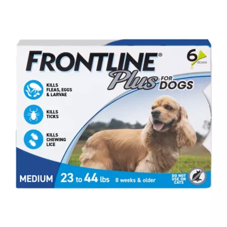 Frontline Plus For Dogs Flea and Tick Treatment for Medium Breed Dogs 23-44 lbs 6 ct Dog Flea & Tick Topical Treatments