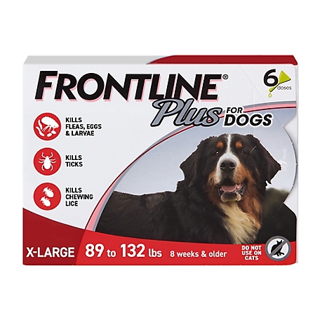 Frontline Plus For Dogs Flea & Tick X-Large Breed Dog Spot Treatment, 89 - 132 lbs, 6ct