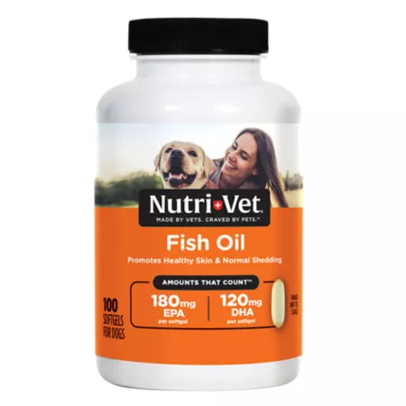 Nutri-Vet Fish Oil Skin and Coat Gentle Gel Supplement for Dogs and Cats 0.4 lb 100 ct Dog Skin & Coat Supplements