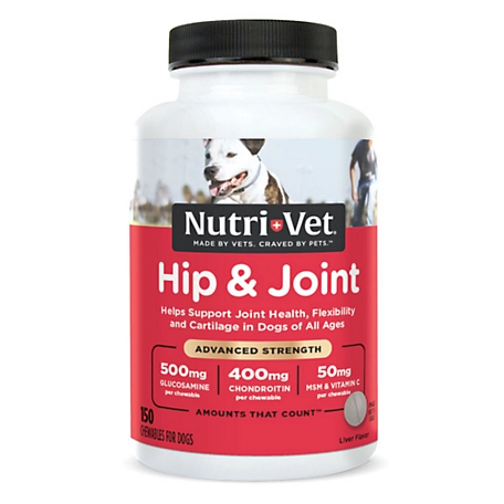 Nutri-Vet Advanced Strength Chewable Hip and Joint Supplement Tablets for Dogs, 8 oz., 150 ct.