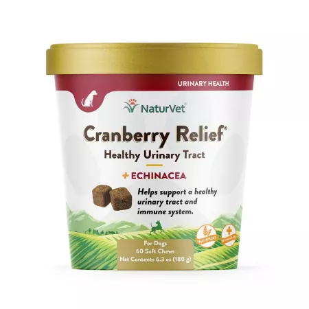 NaturVet Cranberry Relief Plus Echinacea Urinary Tract Supplement for Dogs 60 ct Dog Urinary & Kidney Supplements