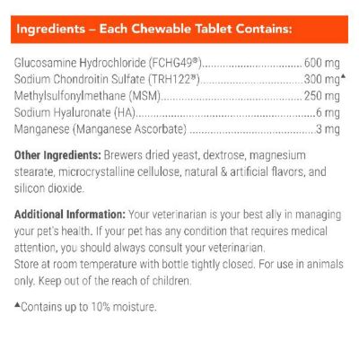 Image showing 8 th Cosequin Maximum Strength Hip and Joint Chewable Supplement Tablets with MSM for Dogs, 60 ct.