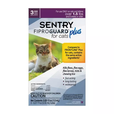 Sentry Fiproguard Plus Topical Flea and Tick Treatment for Cats Over 1.5 lbs 3 ct Cat Flea & Tick Topical Treatments