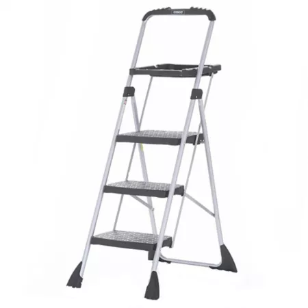 COSCO Max Steel Work Platform 55.35 in Capacity 225 lb Capacity 3-Step 2-Pack Black Extension Ladders