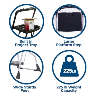 Image showing 55.35 in. 225 lb. Capacity COSCO 3-Step Max Steel Work Platform, Black, 11880PBLW2