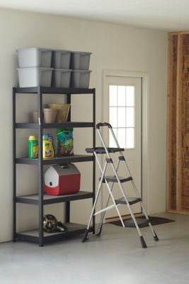 Image showing 5 th 55.35 in. 225 lb. Capacity COSCO 3-Step Max Steel Work Platform, Black, 11880PBLW2