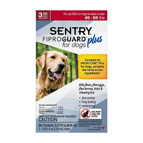 Sentry Fiproguard Plus Flea and Tick Topical Treatment for Large Size Dogs 45-88 lb., 3 ct.