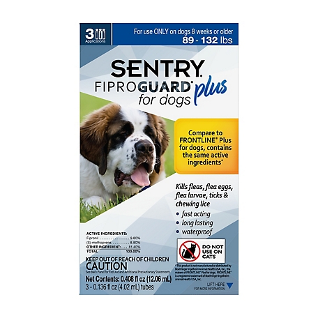 Sentry Fiproguard Plus Flea and Tick Topical Treatment for Extra Large Size Dogs 89-132 lb., 3 ct.