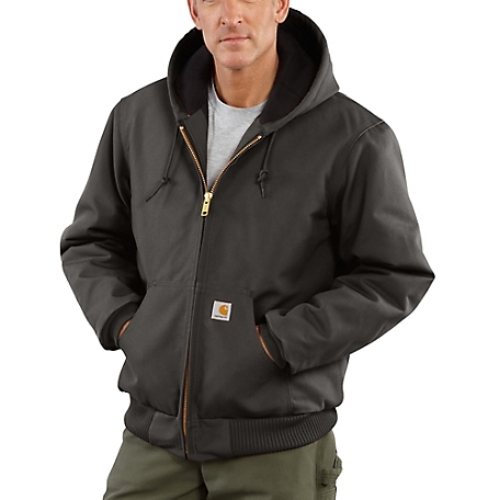 Carhartt Men's Black Quilted-Flannel-Lined Duck Active Jacket