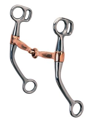 Weaver Leather 6-1/2 in. Cheek Tom Thumb Stainless-Steel Snaffle Bit with 5 in. Copper Mouthpiece