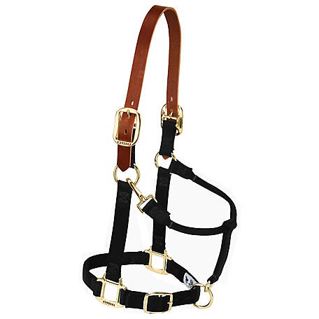 Weaver Breakaway Original Adjustable Chin And Throat Snap Halter Leather Crown