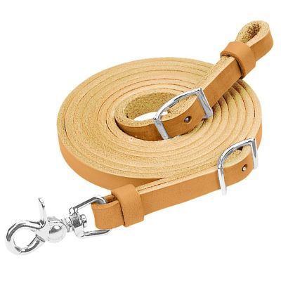 Weaver Leather Horizons Flat Roper Reins with Scissor Snap and Conway Adjustments, 5/8 in. x 8 ft., Golden Brown