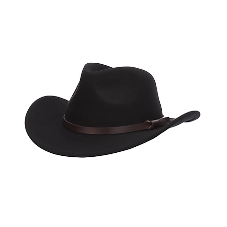 Dorfman Pacific Wool Felt Outback Hat with Leather Trim, Black at Tractor  Supply Co.