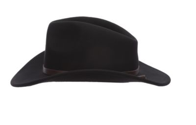 Image showing  Unisex Wool Felt Outback Hat with Leather Trim, Black