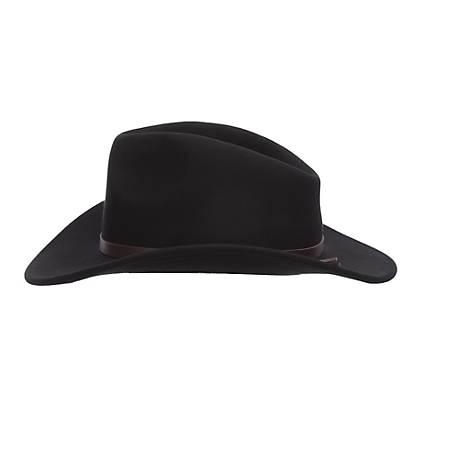 Dorfman Pacific Wool Felt Outback Hat with Leather Trim, Black
