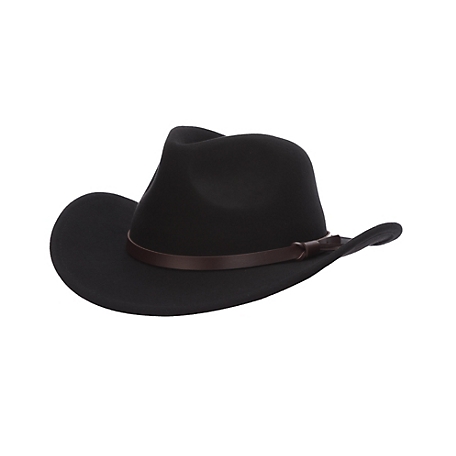 Dorfman Pacific Wool Felt Outback Hat with Leather Trim