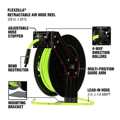 Image showing  3/8 in. x 50 ft. Open Face Retractable Air Hose Reel