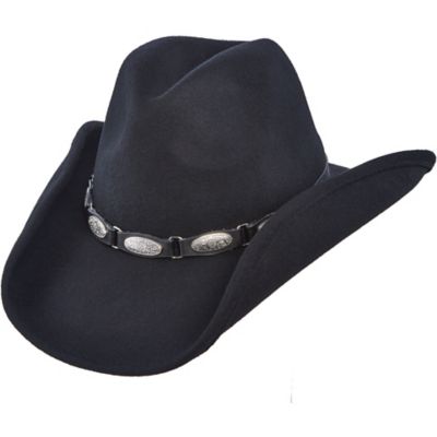 DPC Wool Felt Western Hat with Metal Conchos, Black
