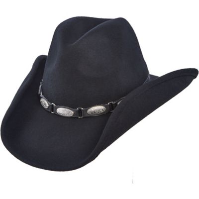 DPC Unisex Wool Felt Western Hat with Metal Conchos, Black