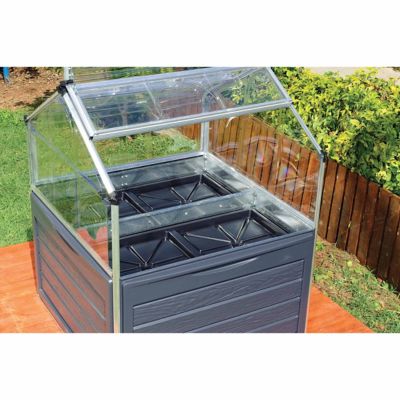 Image showing  3-3/4 ft. x 3-3/4 ft. Canopia Plant Inn Raised Bed Greenhouse, Silver