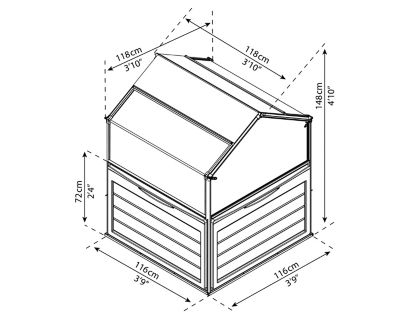 Image showing 8 th Canopia by Palram 3-3/4 x 3-3/4ft. Canopia Plant Inn Raised Bed Greenhouse, Silver