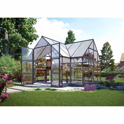 Image showing  10 L x 12 W ft. Charcoal Gray I Chalet Greenhouse