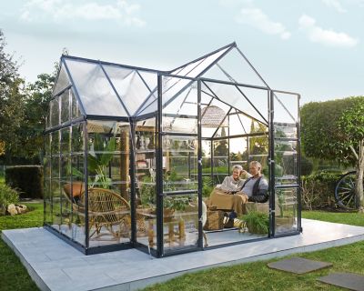 Image showing  10 L x 12 W ft. Charcoal Gray I Chalet Greenhouse
