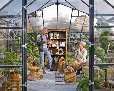 Image showing  10 L x 12 W ft. Charcoal Gray I Chalet Greenhouse