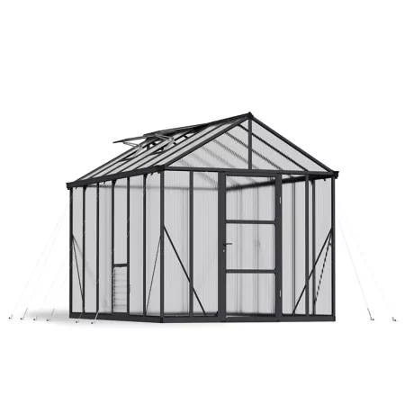 Canopia by Palram Greenhouse I Glory 8 ft L x 12 ft W Charcoal Gray Hobby Greenhouses