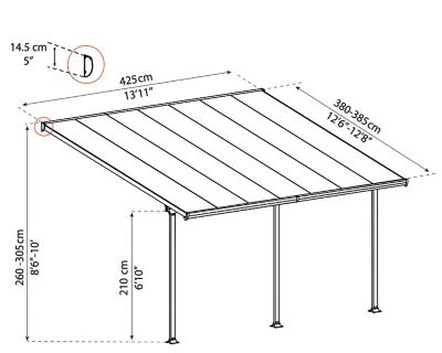 Image showing  13 x 14ft. Feria Patio Cover, White/Clear