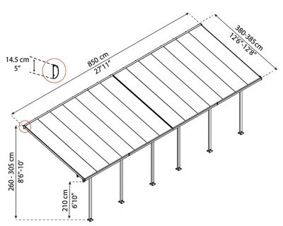 Image showing  13 x 28ft. Feria Patio Cover, White/Clear