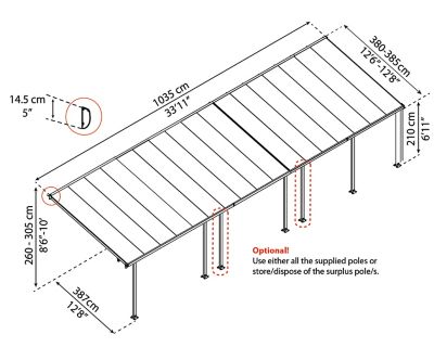 Image showing  13 x 34ft. Feria Patio Cover, White