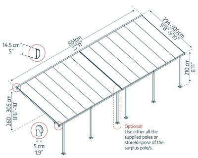 Image showing  10 ft. x 28 ft. Feria Patio Cover, White