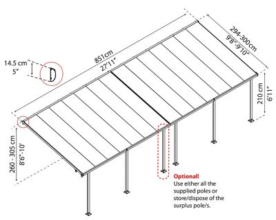 Image showing  10 ft. x 28 ft. Feria Patio Cover, Grey