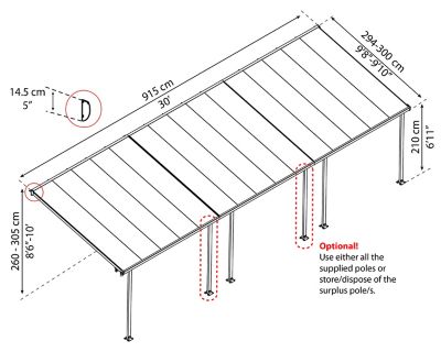 Image showing  10 x 30ft. Feria Patio Cover, Gray