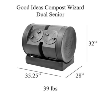 Image showing 1 th Good Ideas 11 Compost Wizard Dual Senior Compost Tumbler, Black, 32 x 35in.