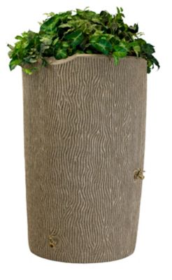 Good Ideas 90 gal. Impressions Bark Rain Saver Barrel, Sandstone