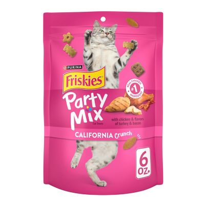 Friskies Party Mix Chicken, Turkey and Bacon Flavor Crunchy Cat Treats, 6 oz.